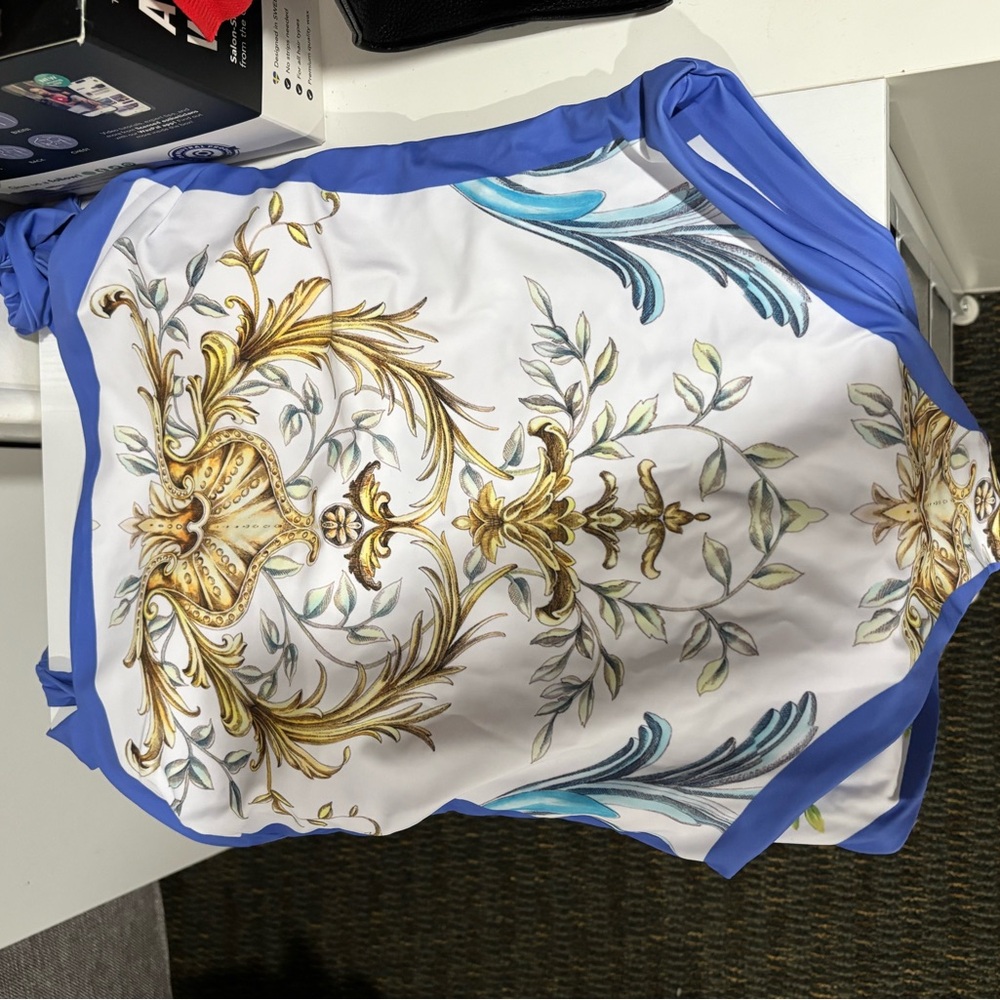Elegant Blue and Gold Scarf